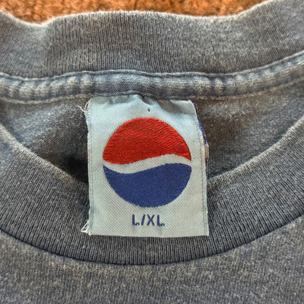 Vintage Pepsi Graphic T-Shirt Mens L XL Blue Faded 100 Percent Guaranteed Tee - Picture 4 of 7